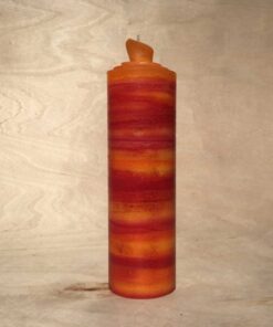 handgemachte rot orange gerollte Streifen Kerze
