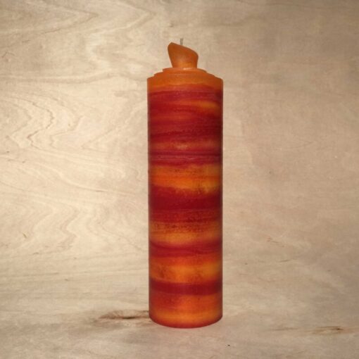 handgemachte rot orange gerollte Streifen Kerze