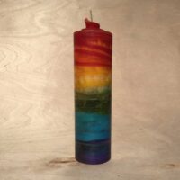 handgemachte gerollte Regenbogen Kerze