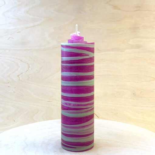 Streifen Kerze pink & metallmint
