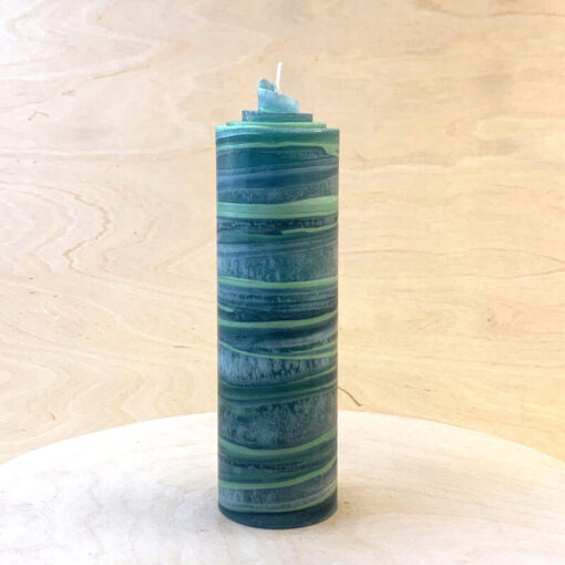 Streifen Kerze petrol & metallmint