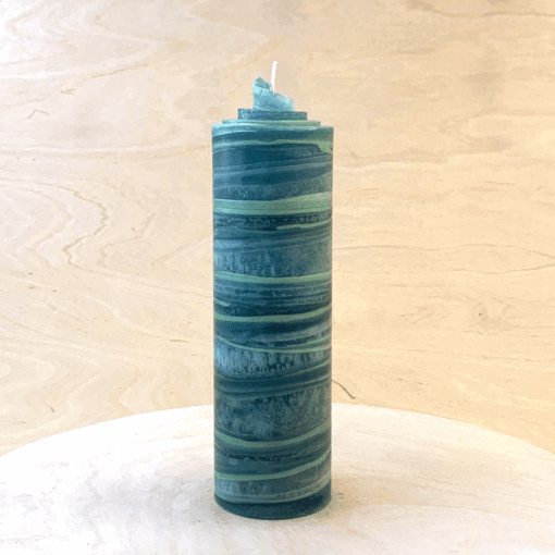Streifen Kerze petrol & metallmint – Bild 2