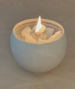 Schmelzlicht Windlicht Renatus im bauchig grauen Tontopf